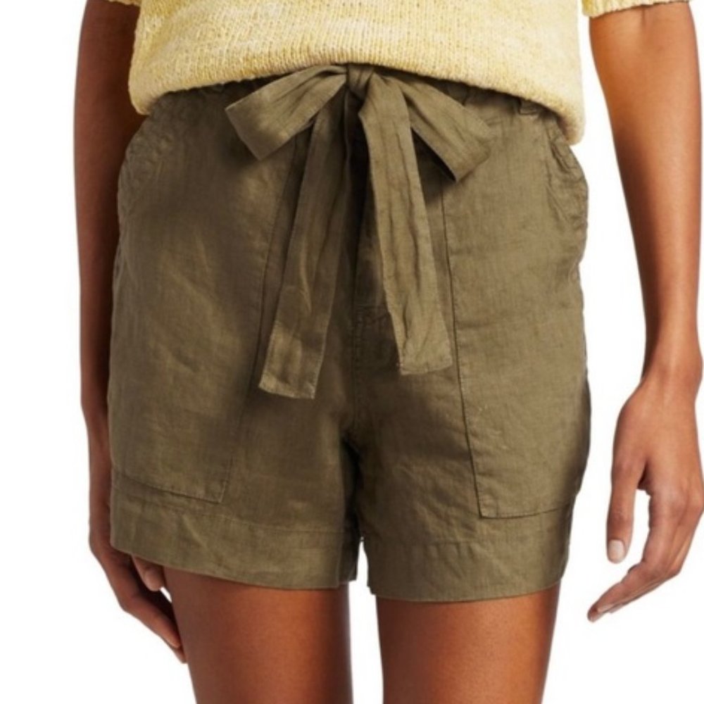 Joie 100% Linen Daynna Olive Paperbag Waist Shorts